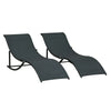 Set 2 Sdraio da Giardino Pieghevoli, Lettino Prendisole in Alluminio e Textilene, 61x165x63cm 84B-540