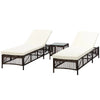 Set 2 Lettini Prendisole con Cuscini Imbottiti e Tavolino in Rattan PE, Marrone e Beige 862-068V00MB