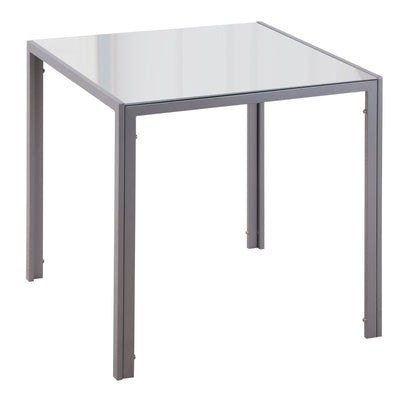 Tavolo Moderno Quadrato per Cucina e Soggiorno, Struttura in Metallo e Piano in Vetro Temperato, 75x75x75cm, Grigio MJ6835-480MJ6