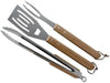 SET BARBECUE 3 PZ MANICO LEGNO TENAGLIA FORCHETTA PALETTA