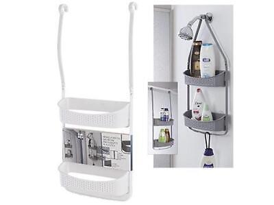 MENSOLA DOCCIA IN PLASTICA 2 RIPIANI GANCIO GOCCIA CM.32X11XH69 ARREDO BAGNO