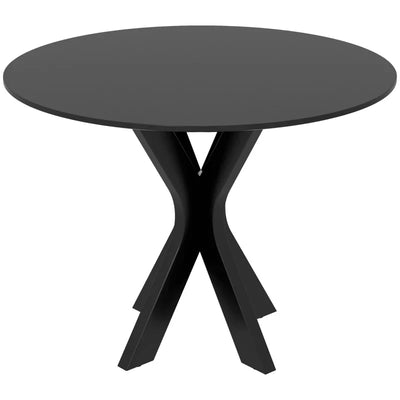 Tavolo da Pranzo Moderno Rotondo per 4 Persone in Acciaio e MDF, Ø100x75cm, Nero YP983A-075V82BKYP9