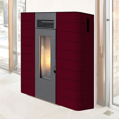 TERMOSTUFA STUFA A PELLET AD ARIA 16,1 KW 320 MC KING IDRO SLIM 16 BORDEAUX