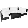 Divano da Esterno in Rattan, Set 5 Pezzi con Pouf, Salottino per il Giardino Nero e Bianco 96cmx 68cmx 65cm 860-081V01