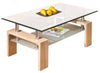KIT TAVOLINO DOPPIO VETRO ROVERE CM. 100x60x45H