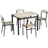 Set da Pranzo con Tavolo Rettangolare e 4 Sedie in Acciaio e MDF, Nero e Rovere GT5835-087V00BKGT5