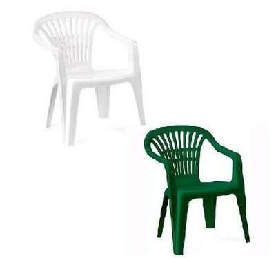 SEDIA CON BRACCIOLI IN RESINA BIANCA O VERDE ARGO CM.53x54x80H ARREDO GIARDINO