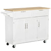 Carrello da Cucina Multiuso in Legno con 2 Cassetti, 3 Antine e 4 Ruote 121x46x91cm - Bianco TR8801-204TR8