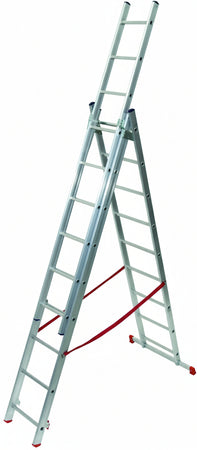 SCALA IN ALLUMINIO TRIPLICE TELESCOPICA FACAL 3 RAMPE X 10 GRADINI MT. 6,22