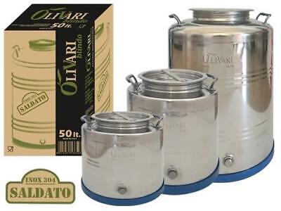BIDONI CONTENITORI FUSTI INOX 304 PER OLIO OLIVARI BLINDO DA 15/30/50 LT