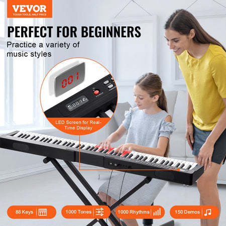 Pianoforte Digitale 88 Tasti VEVOR con Bluetooth, Supporto Regolabile e Altoparlanti Stereo