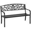 Panchina da Giardino in Metallo con Schienale Decorato, 127x60x87cm - Nero 840-036