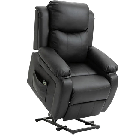 Poltrona Relax Elettrica e Alzapersona Reclinabile fino 160° con Telecomando, in Similpelle - Nero WE4713-092V90BKWE4