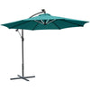 Ombrellone da Giardino Ø3x2.5 m a Braccio con Manovella e 8 Strisce LED a Energia Solare, Verde  84D-066GN