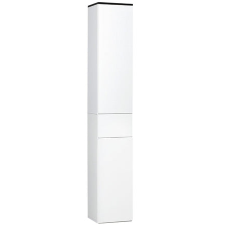 Mobile Bagno con Ripiano Regolabile, 2 Ripiani Chiusi e un Cassetto in Legno, 30x28x180 cm, Bianco GB9834-463GB9