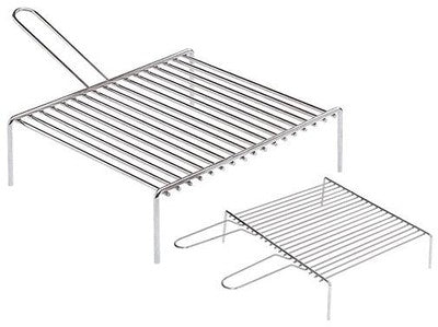 GRATICOLE GRIGLIE IN ACCIAIO CROMATO PER CAMINO BARBECUE CM.35x60 MANICO DOPPIO