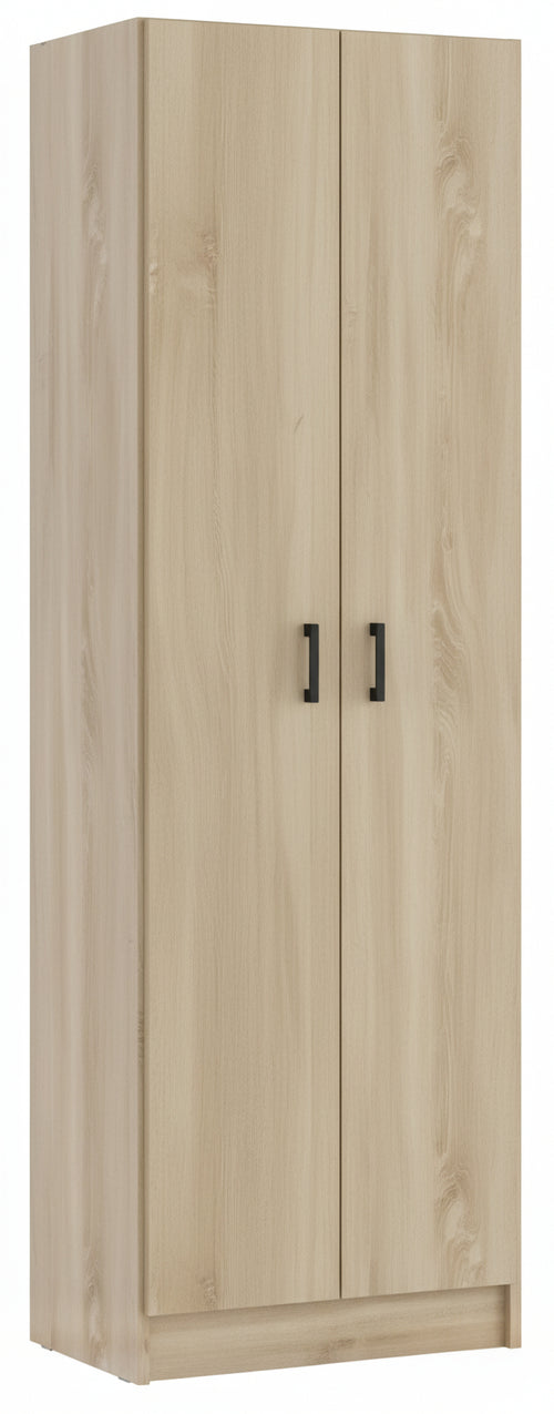 KIT ARMADIO 2 ANTE E 5 RIPIANI REGOLABILI MULTIUSO CM. 59X37X180H COLORE ROVERE