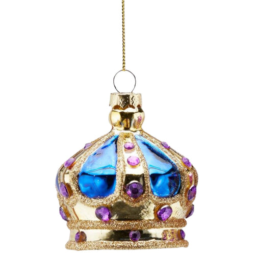 Pendaglio per albero di Natale a forma di corona, in vetro, 8 cm