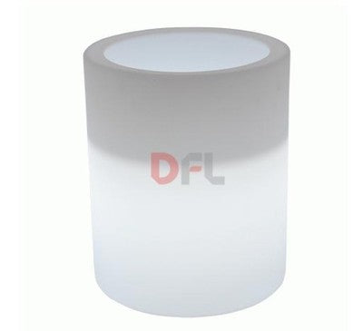 VASO TONDO CON LUCE INTERNA VENUSIO LAMP CM 40xH.50 LT.16 GHIAC./LUCE BIA