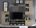 X37 parete attrezzata soggiorno salotto moderna design legno marrone rovere quercia + luci led T2302,6S
