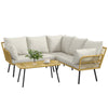 Set da Giardino 4 Pezzi in Rattan PE con Tavolino da Esterni 90x45x42 cm e 2 Divanetti per Esterni 6ex63x74 cm, Bianco Crema 860-324V00CW