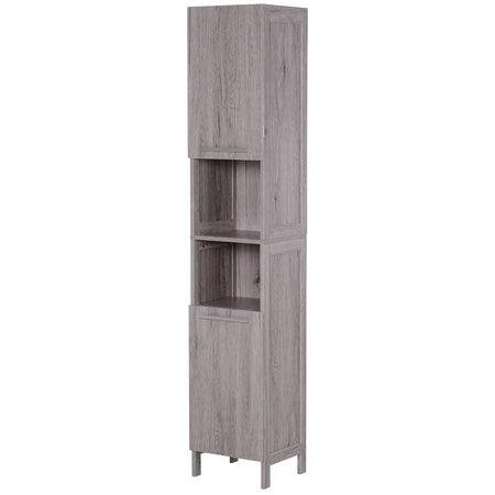 Colonna Bagno in MDF con 2 Armadietti e 2 Ripiani Aperti, 30x32x172.5 cm, color Legno VG3834-212VG3