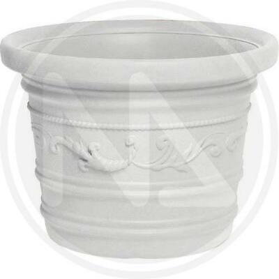 VASO TONDO FESTONATO IN RESINA COLORE BIANCO DOPPIO BORDO DIAMETRO CM. 40