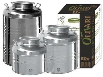 BIDONE CONTENITORE FUSTO OLIO OLIVARI 50LT IN ACCIAIO INOX DA 15/30/50LT