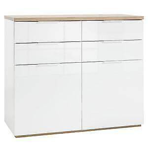 KIT MOBILE 4 CASSETTI + 2 ANTE CM. 120X50X102H BIANCO LACCATO / ROVERE