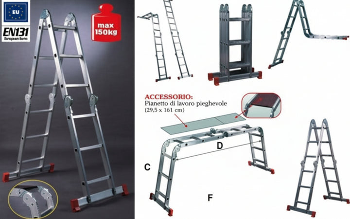 SCALA TRABATTELLO MULTIPOSIZIONE FACAL HOBBY 6 ALLUMINIO