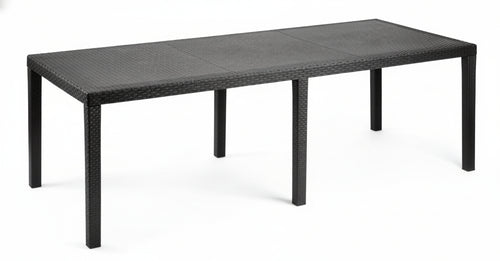 TAVOLO QUEEN IN EFFETTO RATTAN ESTENSIBILE CM.150/220x90x72H TESTA DI MORO