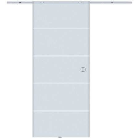 Porta Scorrevole Interna in Vetro Smerigliato e Satinato con Binario B3 in Alluminio per Bagno Cucina Studio Vetro 205x 90x 0,8cm WJ8B70-005WJ8