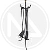 SET CAMINO IN FERRO BATTUTO MANICO CURVO 147-B ATTREZZATURE CAMINETTO H.58CM