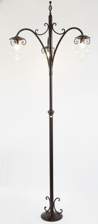 LAMPADE LINEA GOCCIA LAMPIONE FIORENTINO 3 LUCI CM. 280 FERRO BATTUTO E VETRO
