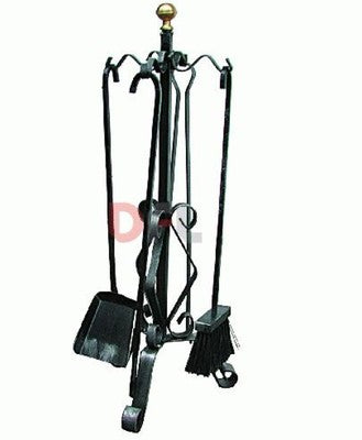 SET ATTREZZI CAMINO COMPLETO LISCIO ACCESSORI PER CAMINETTI H. 57 PZ.4