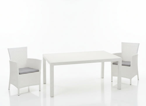 TAVOLO MELODY 160 KETER IN RESINA EFFETTO POLIRATTAN CM. 160X94X74H BIANCO