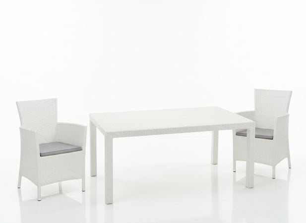 TAVOLO MELODY 160 KETER IN RESINA EFFETTO POLIRATTAN CM. 160X94X74H BIANCO