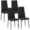 Set di 4 Sedie da Pranzo con Schienale Alto in Finta Pelle e Acciaio, 41x50x97cm, Nero TG1835-835V00BKTG1