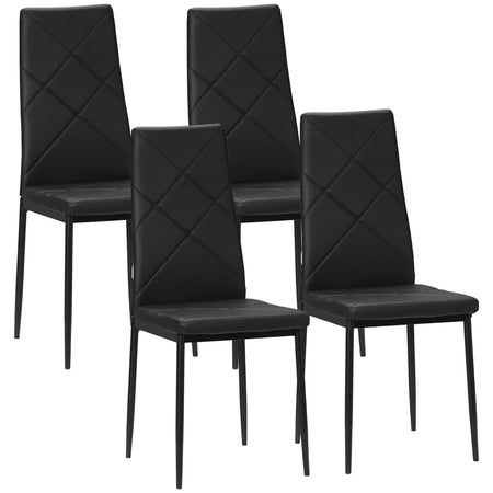 Set di 4 Sedie da Pranzo con Schienale Alto in Finta Pelle e Acciaio, 41x50x97cm, Nero TG1835-835V00BKTG1
