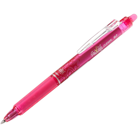 Pilot Frixion Clicker Penna gel cancellabile retrattile - Penna a sfera rotonda da 0,7 mm - Linea da 0,4 mm - Impugnatura ergonomica - Colore rosa
