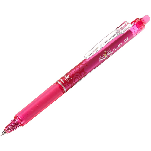 Pilot Frixion Clicker Penna gel cancellabile retrattile - Penna a sfera rotonda da 0,7 mm - Linea da 0,4 mm - Impugnatura ergonomica - Colore rosa