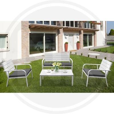 SALOTTO IN ACCIAIO BIANCO POLYWOOD MURANO PAPILLON ARREDO GIARDINO