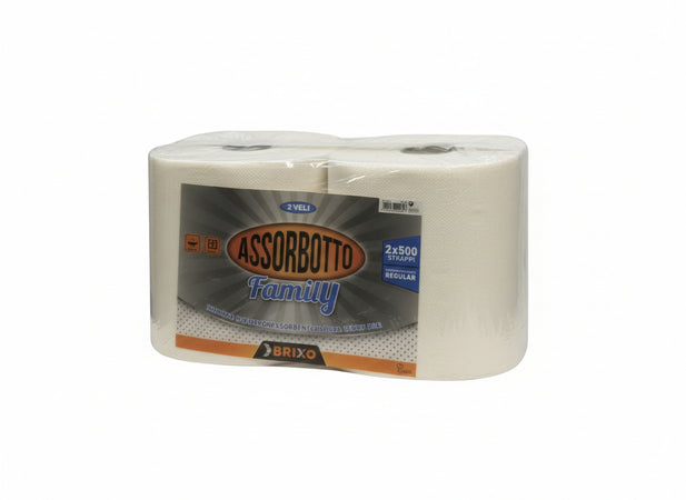 CARTA ASCIUGAMANI BRIXO ASSORBOTTO 2x500 Strappi 2 Rt.