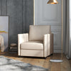 Poltrona Moderna in Tessuto Traspirante Effetto Lino con Tasca Interna, 80x85x88 cm, Beige poltroncina sedia soggiorno salotto camera ufficio studio F839-828V00BGA