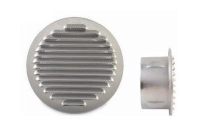 GRIGLIE DI AERAZIONE IN ALLUMINIO CON RETE ED IMBOCCO DIAMETRO CM. 12