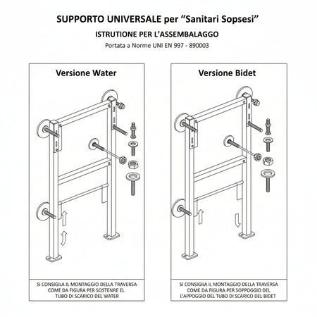 COPPIA DI STAFFE PER SANITARI SOSPESI WC E BIDET