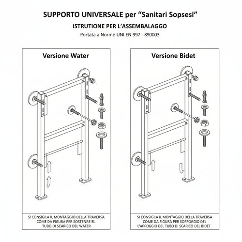 COPPIA DI STAFFE PER SANITARI SOSPESI WC E BIDET