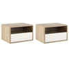 Set 2 Comodini Sospesi con Cassetto e Ripiano 45x35x27.5cm - Bianco e Color Legno WE9831-478WTWE9