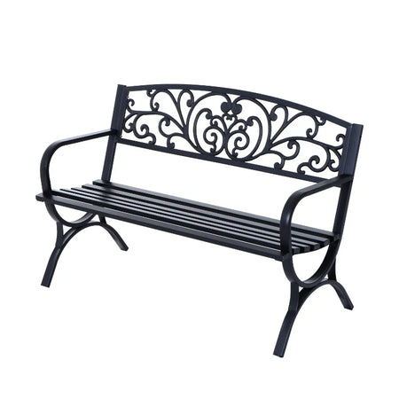 Panca Panchina da Giardino Esterno Metallo, Ghisa 127 × 60 × 85cm Nero 84B-009