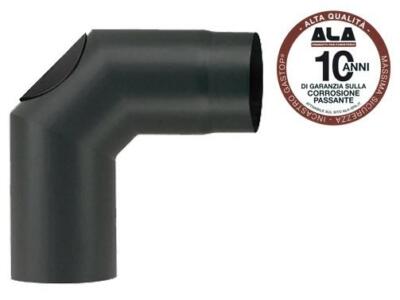 GOMITI CURVE ALA NERO AETERNUM 90 C/ISPEZIONE D.12-13-15 CM STUFE CANNE FUMARIE